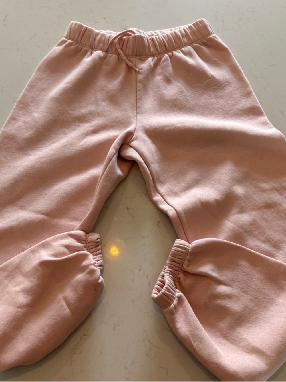 Big Kids Light Pink Elastic Cuffed Sweatpants with Drawstring